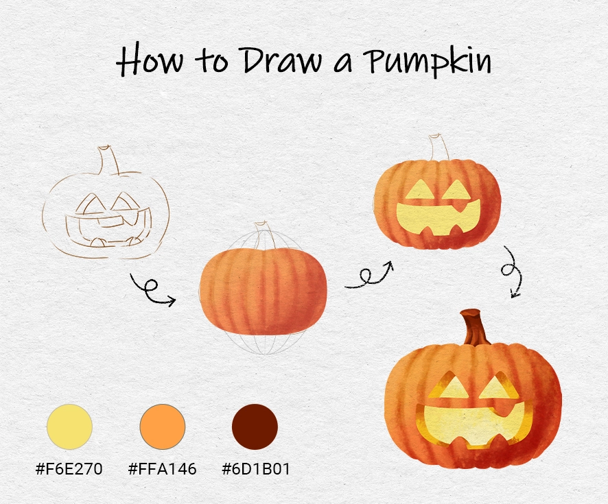 かぼちゃの描き方 ステップごとのチュートリアル