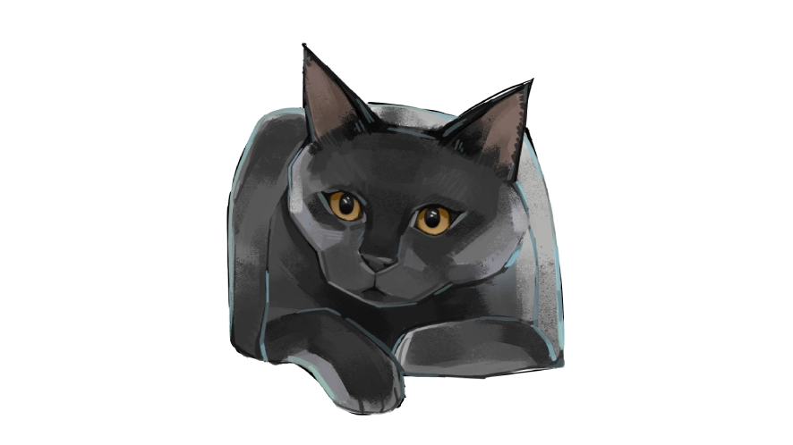 how to draw a black cat from a reference photo using a pen tablet