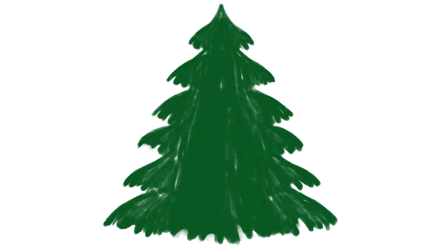 Christmas tree drawing step 1 – simple base outline