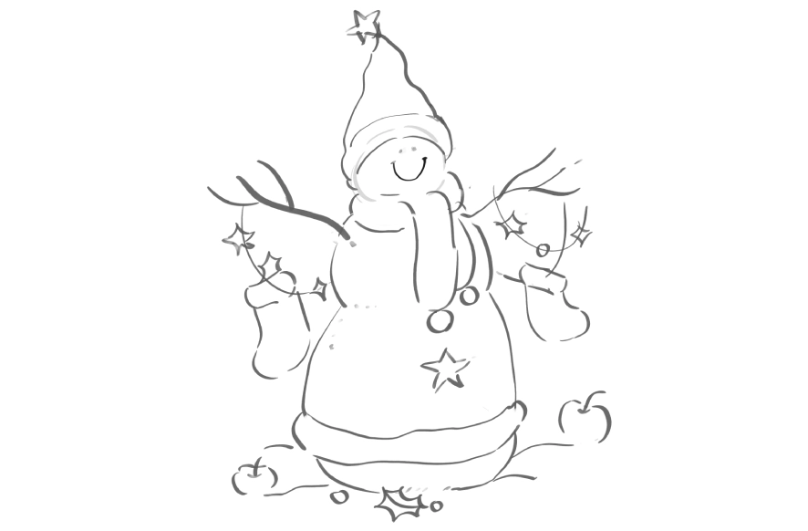 Christmas tree drawing step 1 – simple base outline