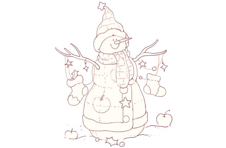 Christmas tree drawing step 2 – adding shadows and highlights